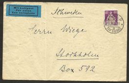 Flugpost Schweiz 1936 ab Crans CH Hamburg Malmö Luftpost