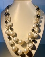 Collier vintage à deux rangs, perle et cristal de Bohême