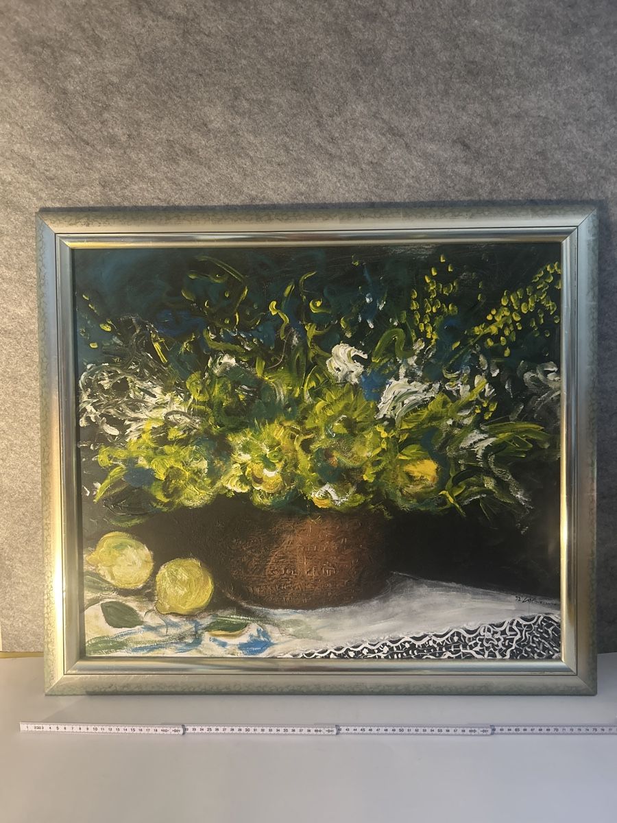 Dipinti: Blumen & Zitronen Öl-Gemälde gerahmt – Usato da Glarus venduto da KunstWerkEr-LS87