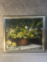 Blumen & Zitronen Öl-Gemälde gerahmt