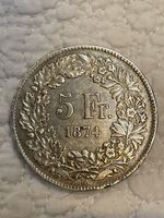 5 Franken 1874 Silber sitzende Helvetia