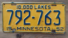 Orig. US-Fz-Nummernschild von 1952, Bundesstaat Minnesota