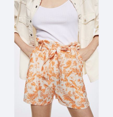 Short Mango fleuri orange et blanc, taille 38 ☀️ Neuf