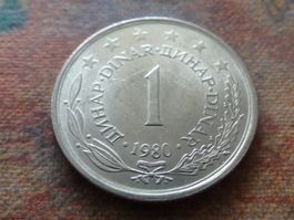 YOUGOSLAVIE  1  Dinar  1980