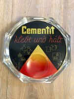 alter Zahlteller "Cementit" Glas 8-eckig ca.50er-Jahre top!