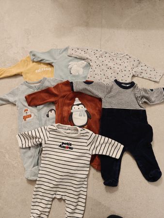 Baby winter onesies 7 pack Penguin & Bunny motifs 3 months