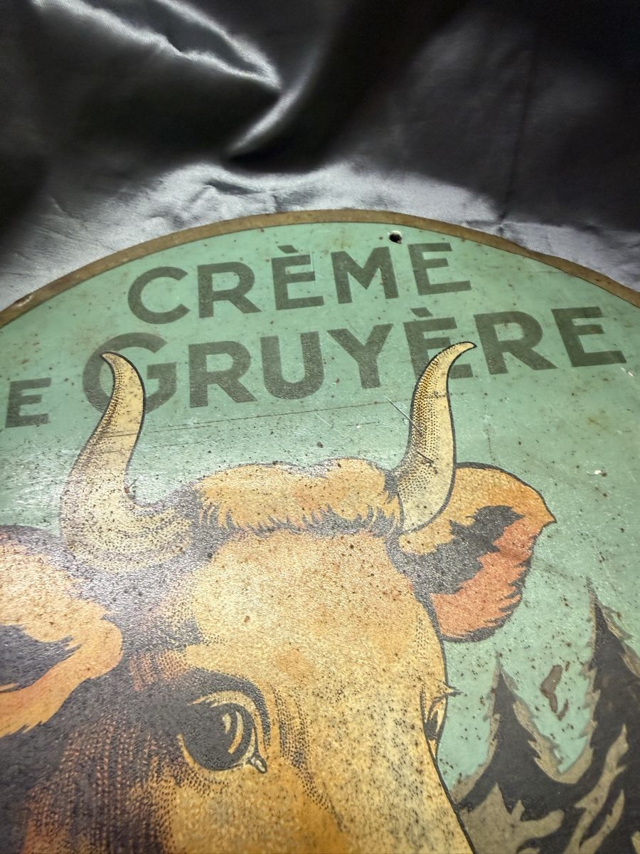 Insegne: Email Blechschild Creme de Gruyère la vache sérieuse – Usato da Glattbrugg venduto da Xena14 6