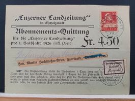 Luzerner Landzeitung, 1926, Stempel Dierikon, Escholtsmatt