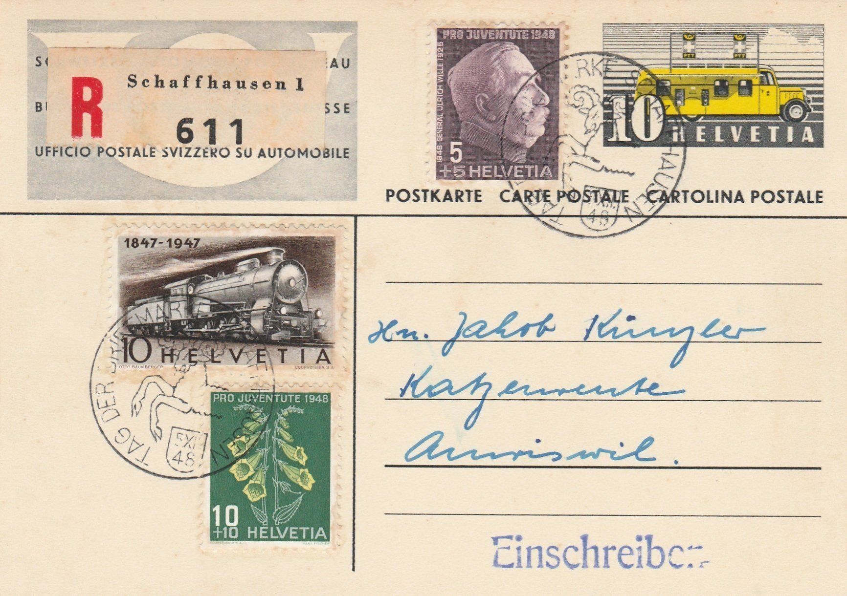 Tous les timbres: Tag der Briefmarke-Schaffhausen 1948 – D'occasion à uttwil par Koehlerfred
