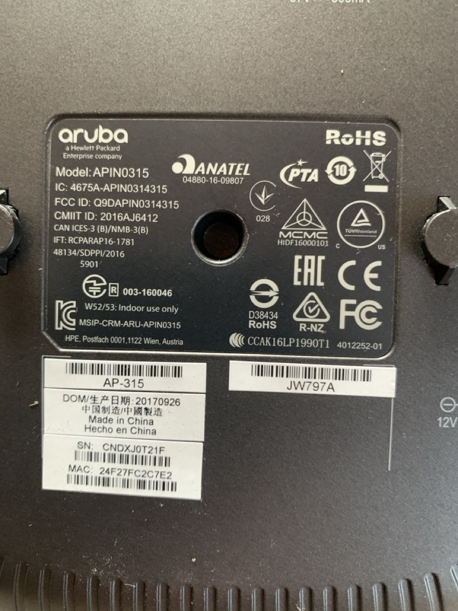 Aruba Modem & Router: Aruba Access Point 315 - Model APIN0315 – Usato da Laupen ZH venduto da axbela 2