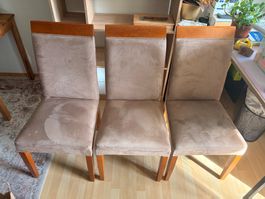 3 bequeme Polsterstühle Esszimmer Beige/Braun