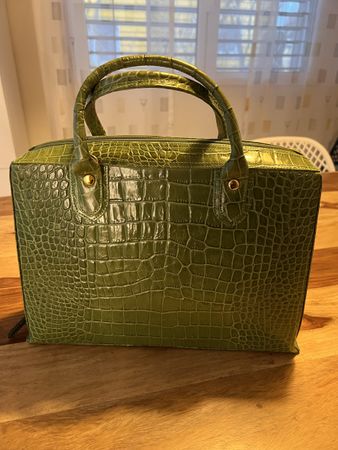 Susanne Kitz Lederhandtasche, Kroko Optik, Grün