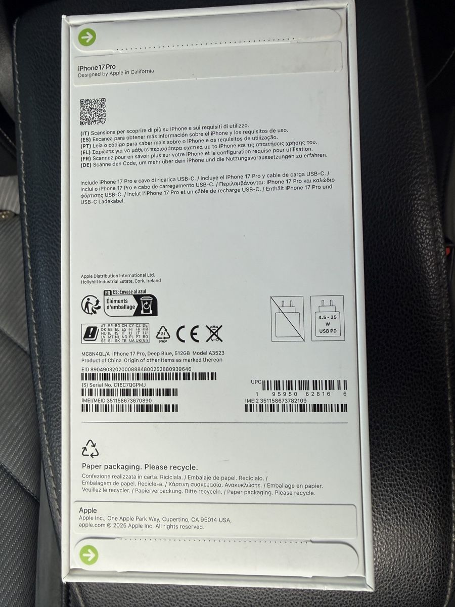 Apple Telefoni cellulari / Smartphones: iPhone 17 pro, 512gb – Nuovo e nell'imballaggio originale da Chur venduto da sab_8rf6 1