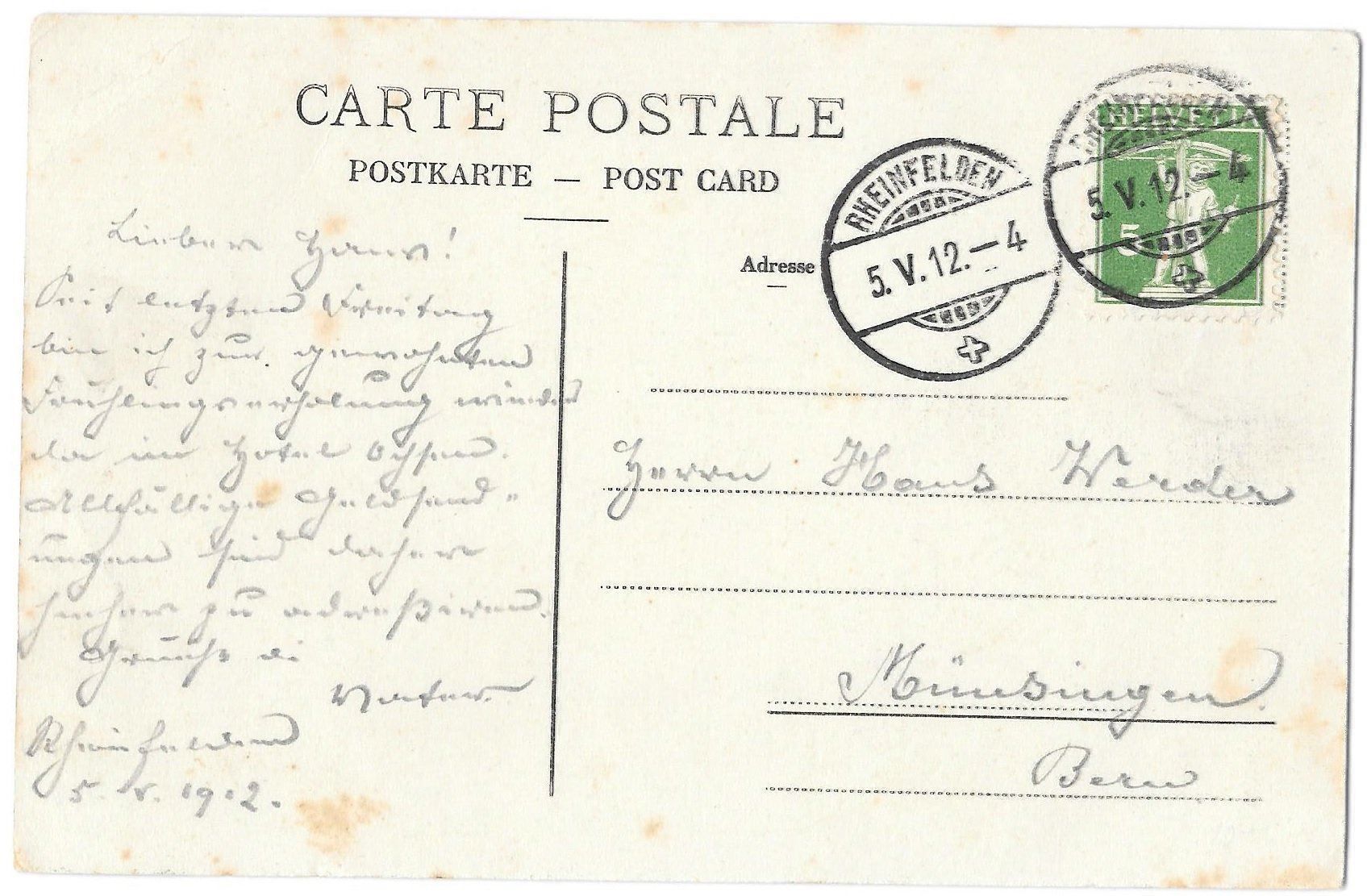 Cartoline postali: Rheinfelden Ersparniskasse – Usato da Olten venduto da clotaldi 1