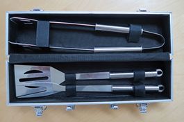 Kleines Grillbesteck-Set 3-teilig in Alukoffer, Neu
