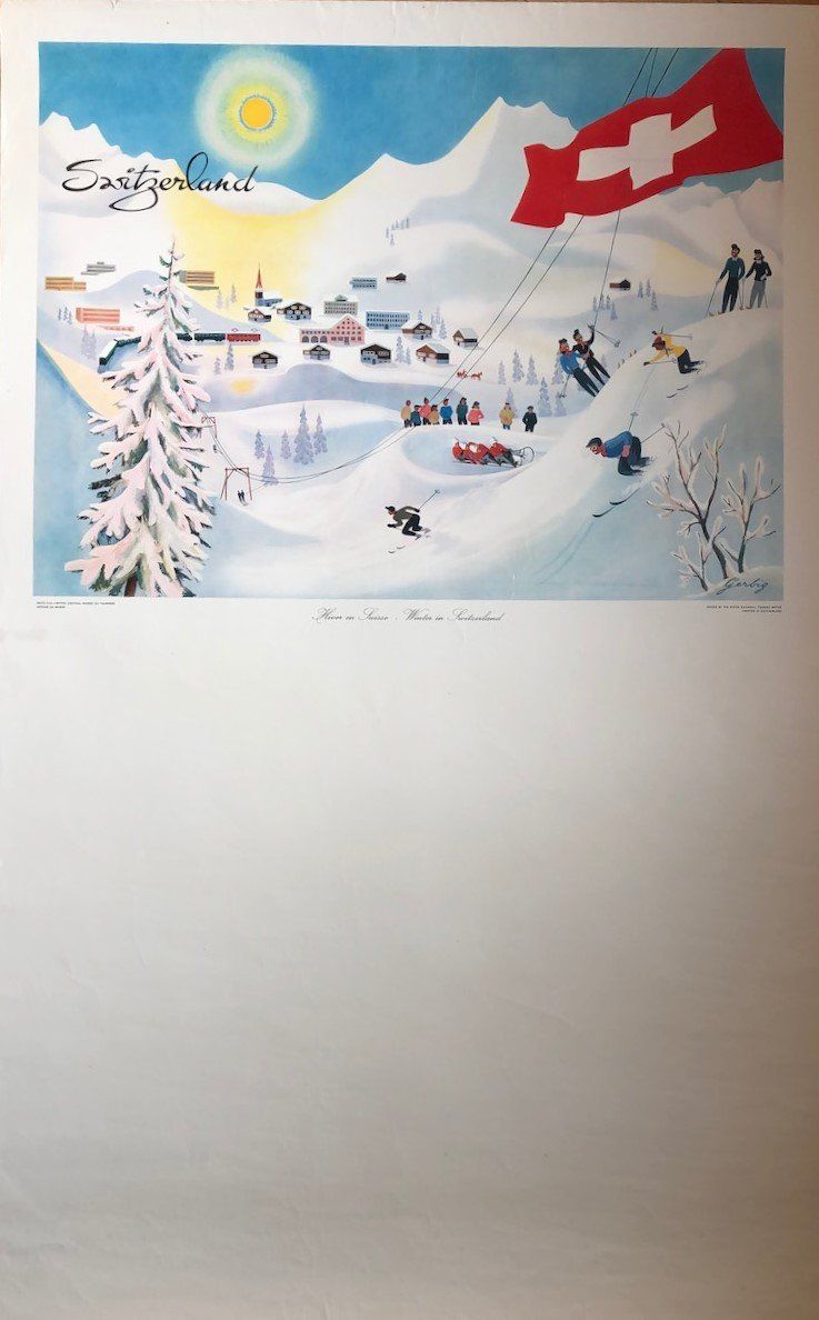 Posters & Illustrations: Tourismus-Plakat Wintersport Schweiz – D'occasion à Winterthur par Claesheda