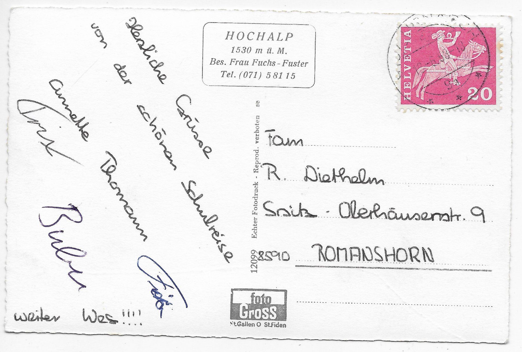 Cartoline postali: Hochalp Aussicht gegen Bodensee – Usato da Hefenhofen venduto da Richsalz 1