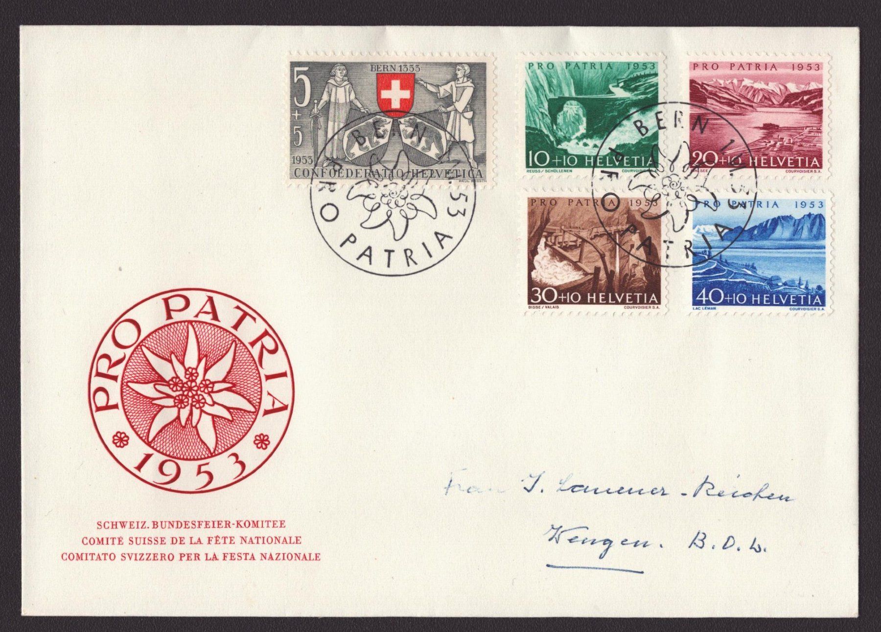 Alle Briefmarken: 1953 FDC Pro Patria – Gebraucht aus Delémont von Silte