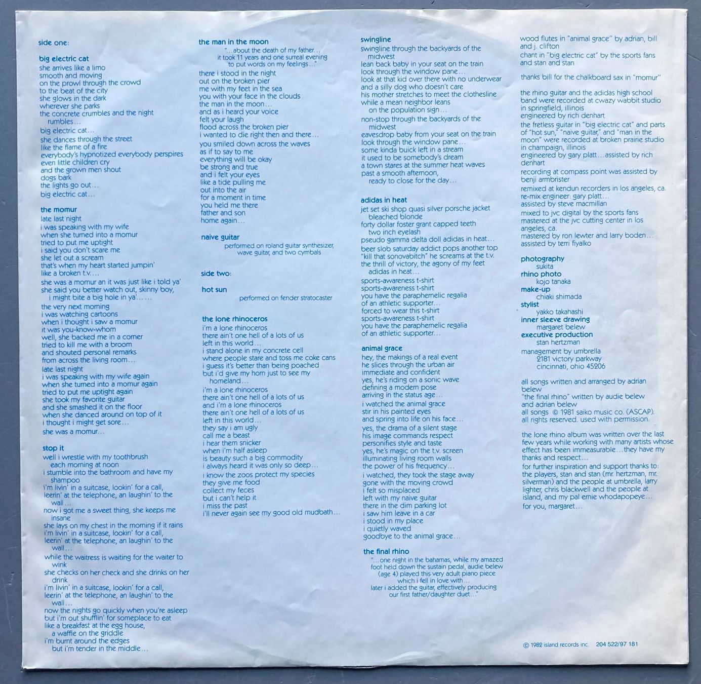 Vinyles: ADRIAN BELEW - LONE RHINO – D'occasion à Poliez-Pittet par Newtown-Records 2