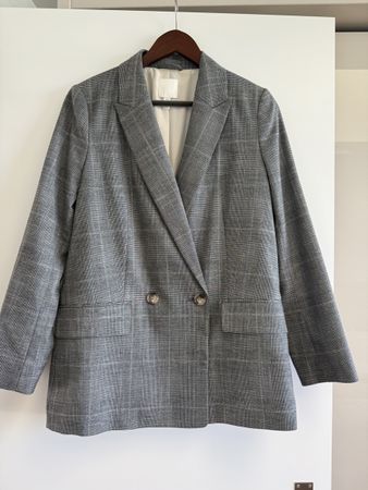 H&M Blazer in Grau mit feinem Karomuster