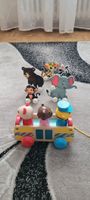 Jouet train en bois/15 cm & 5 animaux jouets  sur les roues