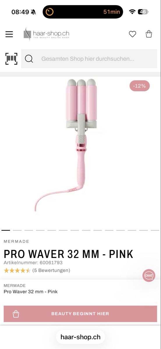 Mermade Lockenstäbe & Haarglätter: Mermaid PRO WAVER 32 MM - PINK – Neu (gemäss Beschreibung) aus Bülach von sma_7f6d