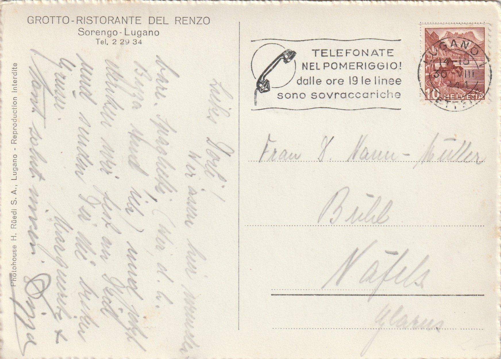 Cartoline postali: Sorengo - Lugano Grotto del Renzo – Usato da Rorschacherberg venduto da fratovi2 1