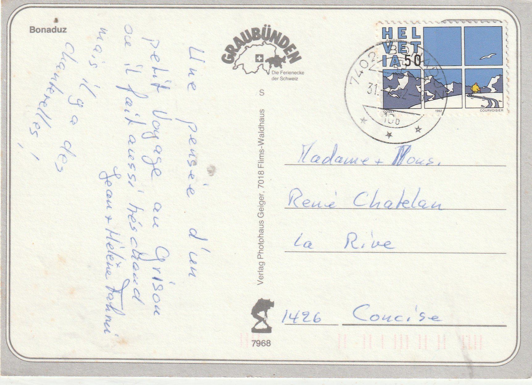 Cartoline postali: Bonaduz - RHB GR – Usato da Lumbrein venduto da made02 1