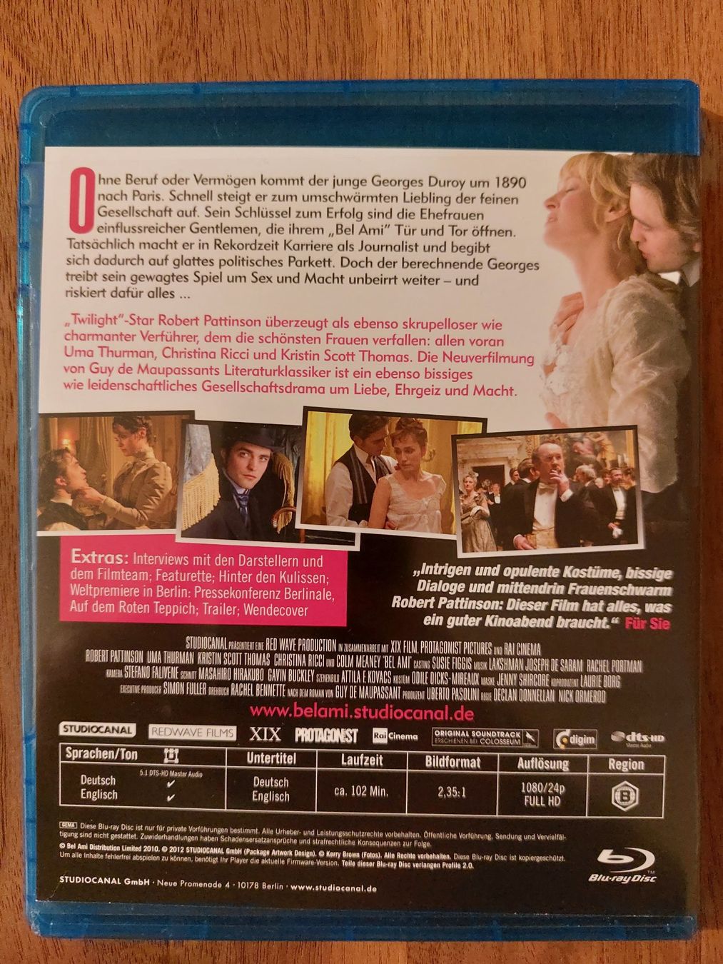 Tutti i DVDs: Blu Ray - Bel Ami mit Robert Pattinson & Uma Thurman – Usato da Rheinfelden venduto da FilmAuktion 1