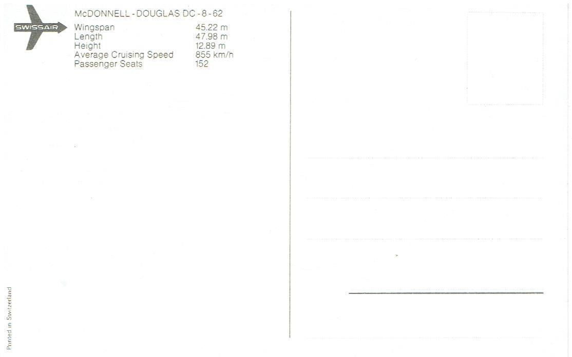 Cartes postales: Swissair DC - 8 – D'occasion à Flims - Dorf par Stagediver 1
