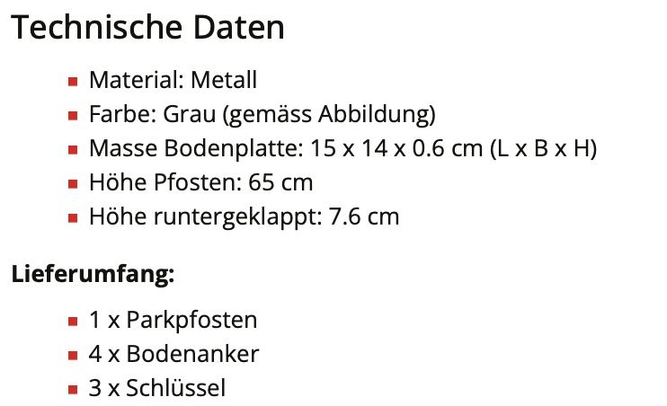 Clôtures: Absperrpfosten Poller klappbar 65 cm – Neuf avec emballage d'origine à Wängi par bribrobrocki 1