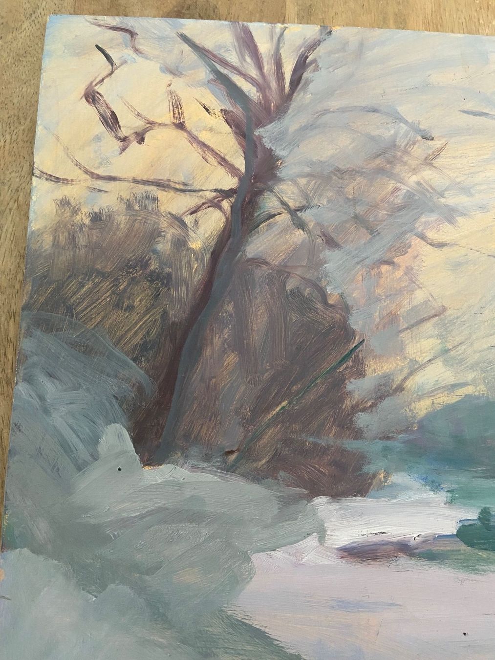 Tableaux: schöne Winterlandschaft Gemälde auf Platte – D'occasion à Luzern par waterfront1 1