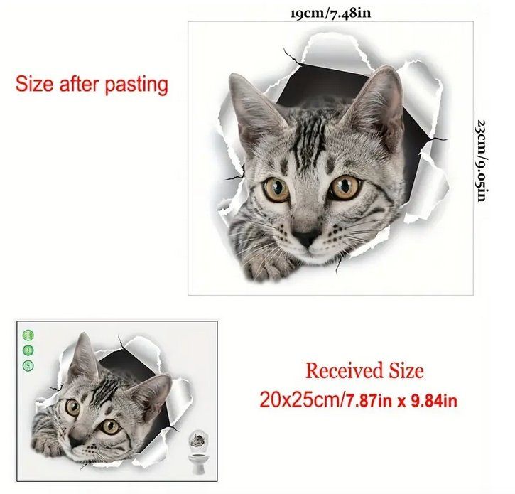 KUBDPQOR WC Aufkleber Set - 6 Lustige 3D Katzen Motive Für Toilette & Mehr