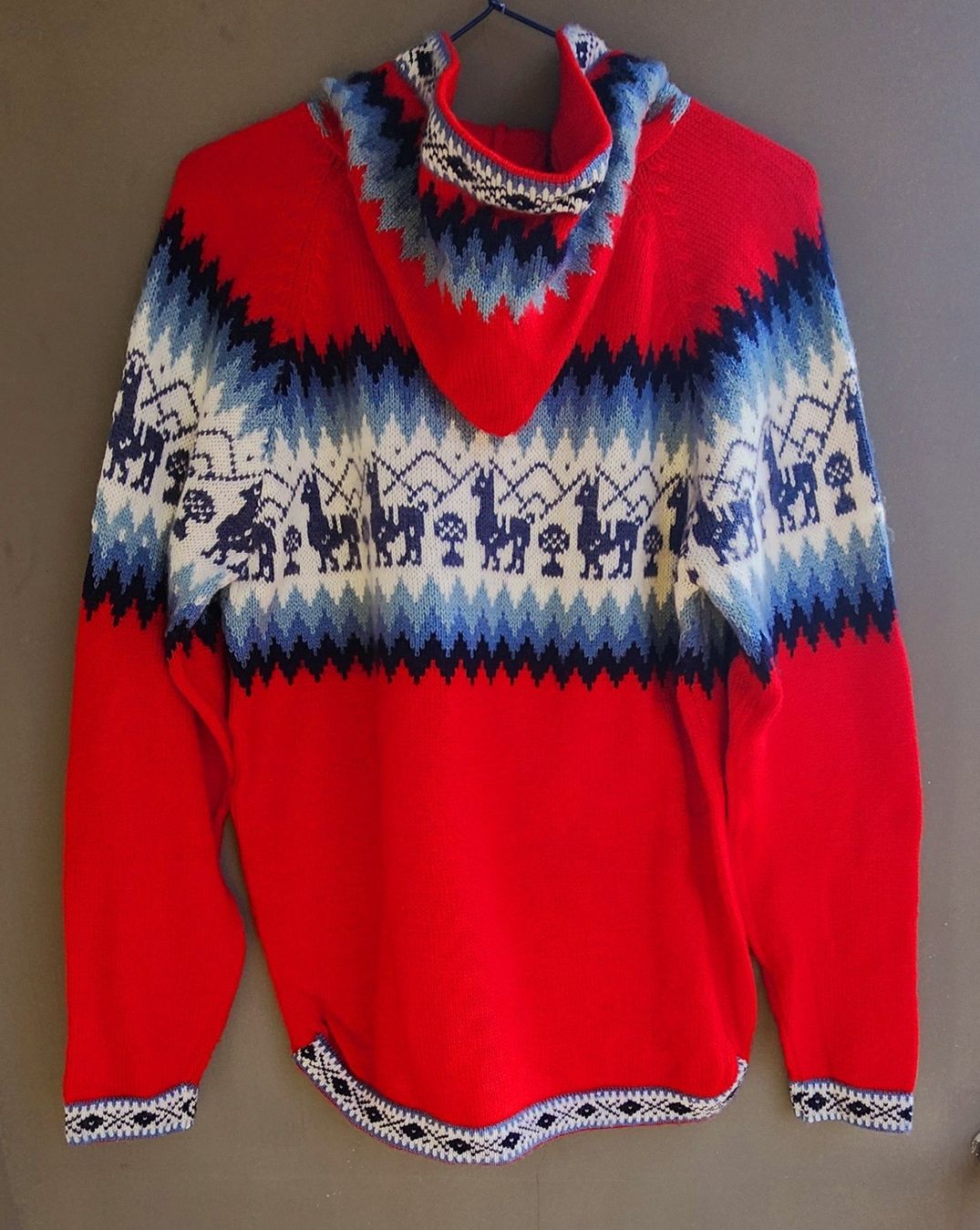 Maglioni & Felpe: wunderschöner Alpaka Pullover Gr.L, Farbe Rot,, Blau, NEU! – Nuovo (secondo la descrizione) da Lima- Peru venduto da Alpaka-Haus 1