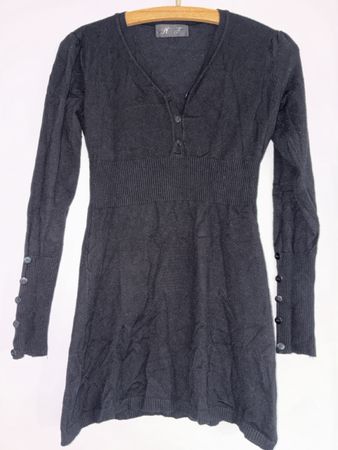 Stricktunika schwarz mit Knöpfen langer Arm