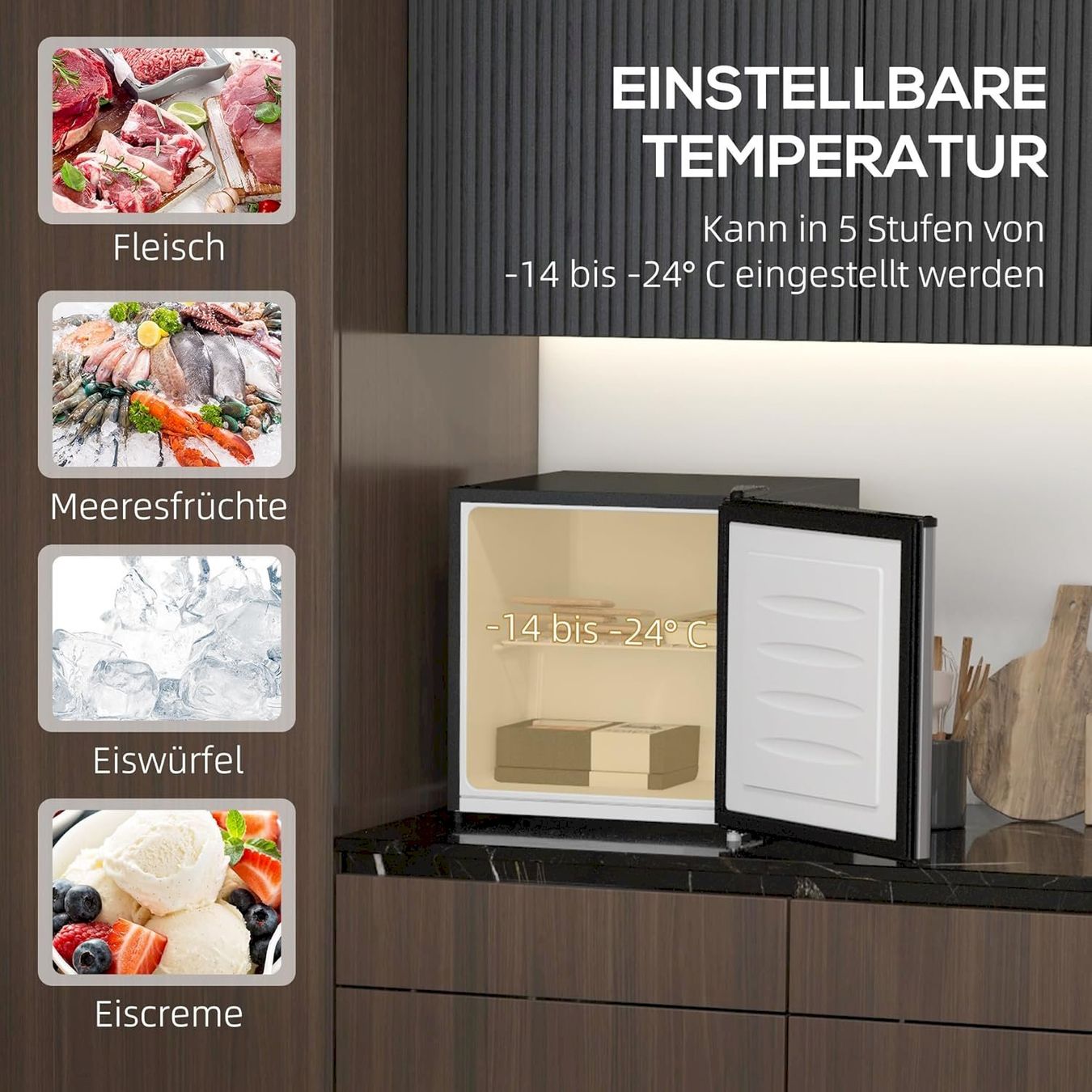 Frigoriferi & Refrigeratori: HOMCOM Mini-Gefrierschrank 35L silber – Nuovo e nell'imballaggio originale da Bottighofen venduto da zaap 3