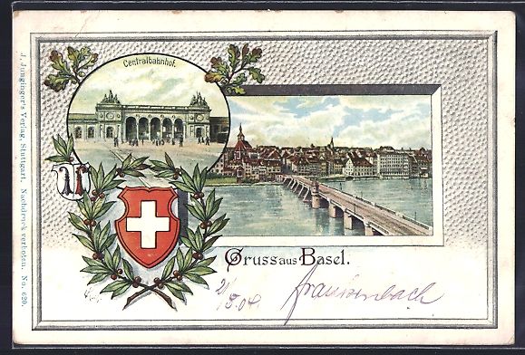 Cartoline postali: Passepartout-AK Basel, Centralbahnhof, B – Usato da Berlin venduto da bartko-reher