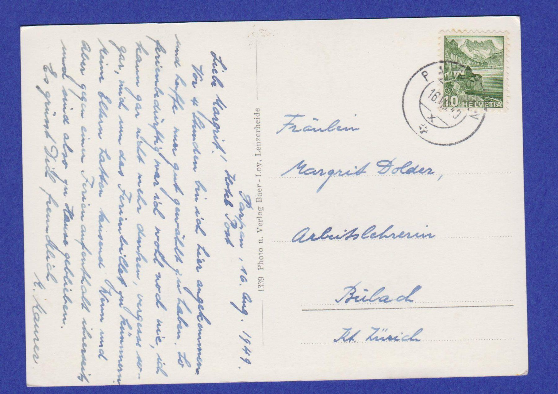 Ansichtskarten: Parpan  -  alte Ansichtskarte 1949 – Gebraucht aus Vitznau von Ropaku 1