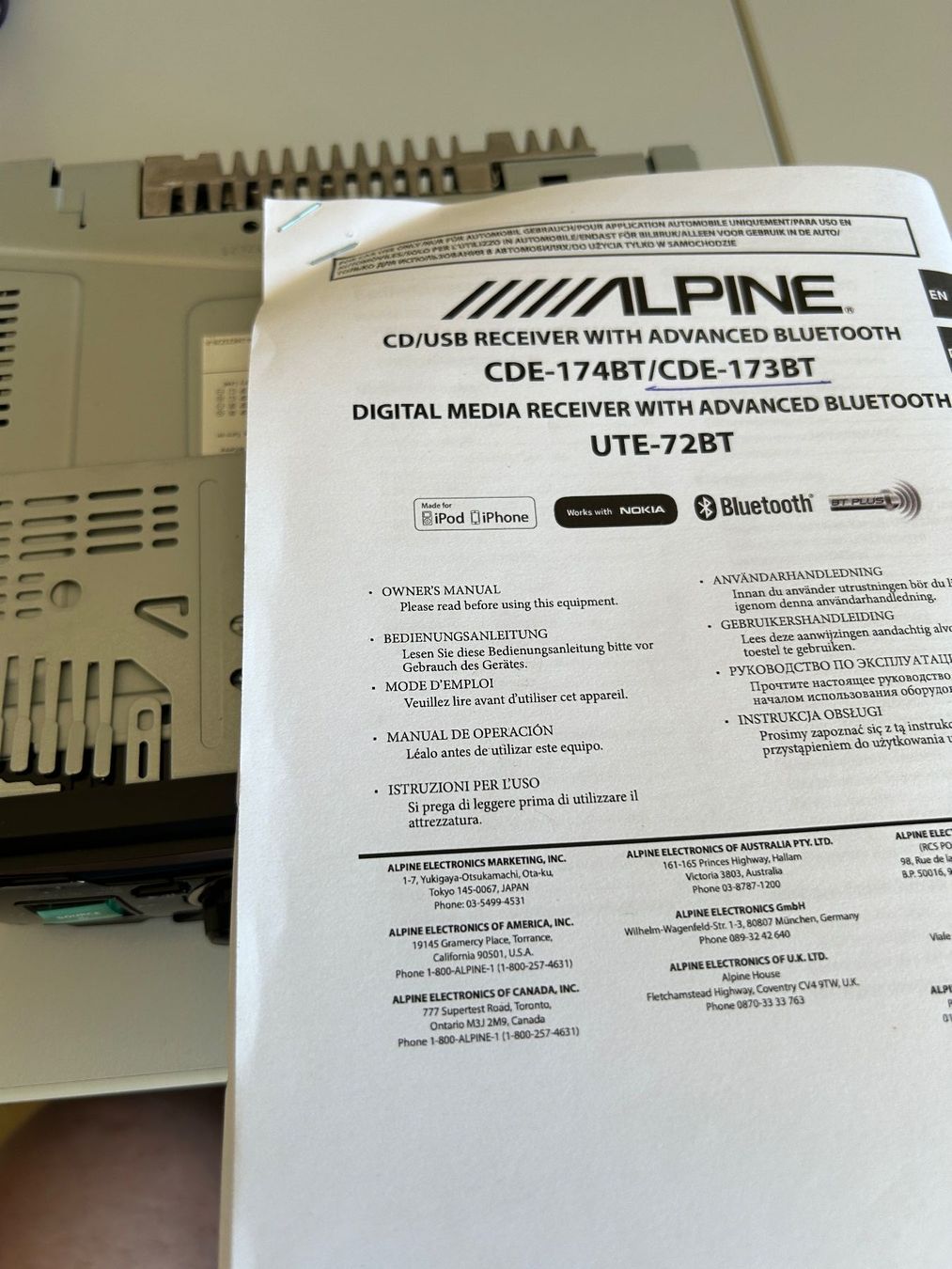 Alpine Radio: ALPINE CDE-173BT – Usato da Schönenberg ZH venduto da Bestucanget 2