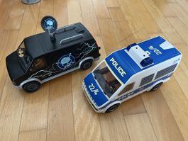 Playmobil Polizeibus und Fluchtwagen