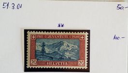 4015) J5.3.01, Abart Retouche postfrisch Kt. 100.-