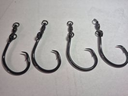 4x Heavy Circle Hooks mit Kugellagerwirbel