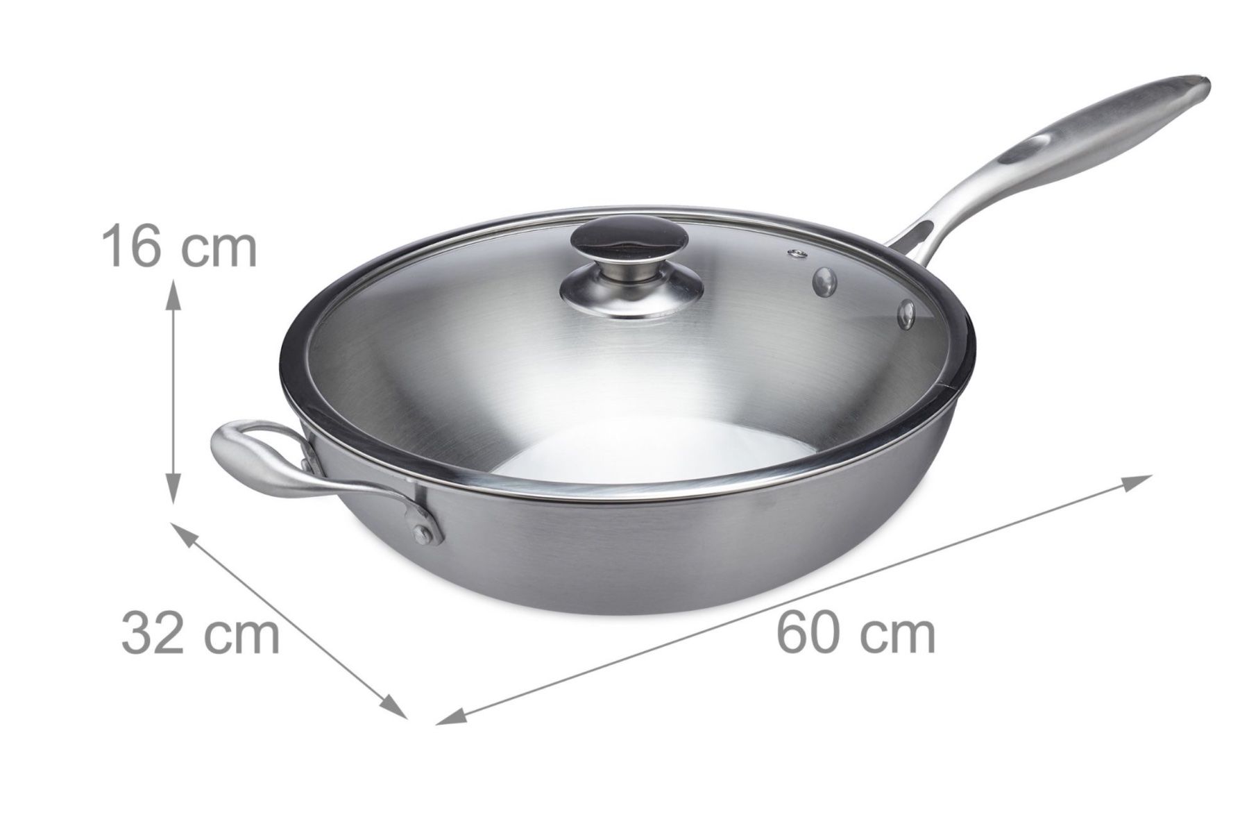 Padelle: Edelstahl Wok mit Glasdeckel – Nuovo e nell'imballaggio originale da Bülach venduto da StoreInShop 3