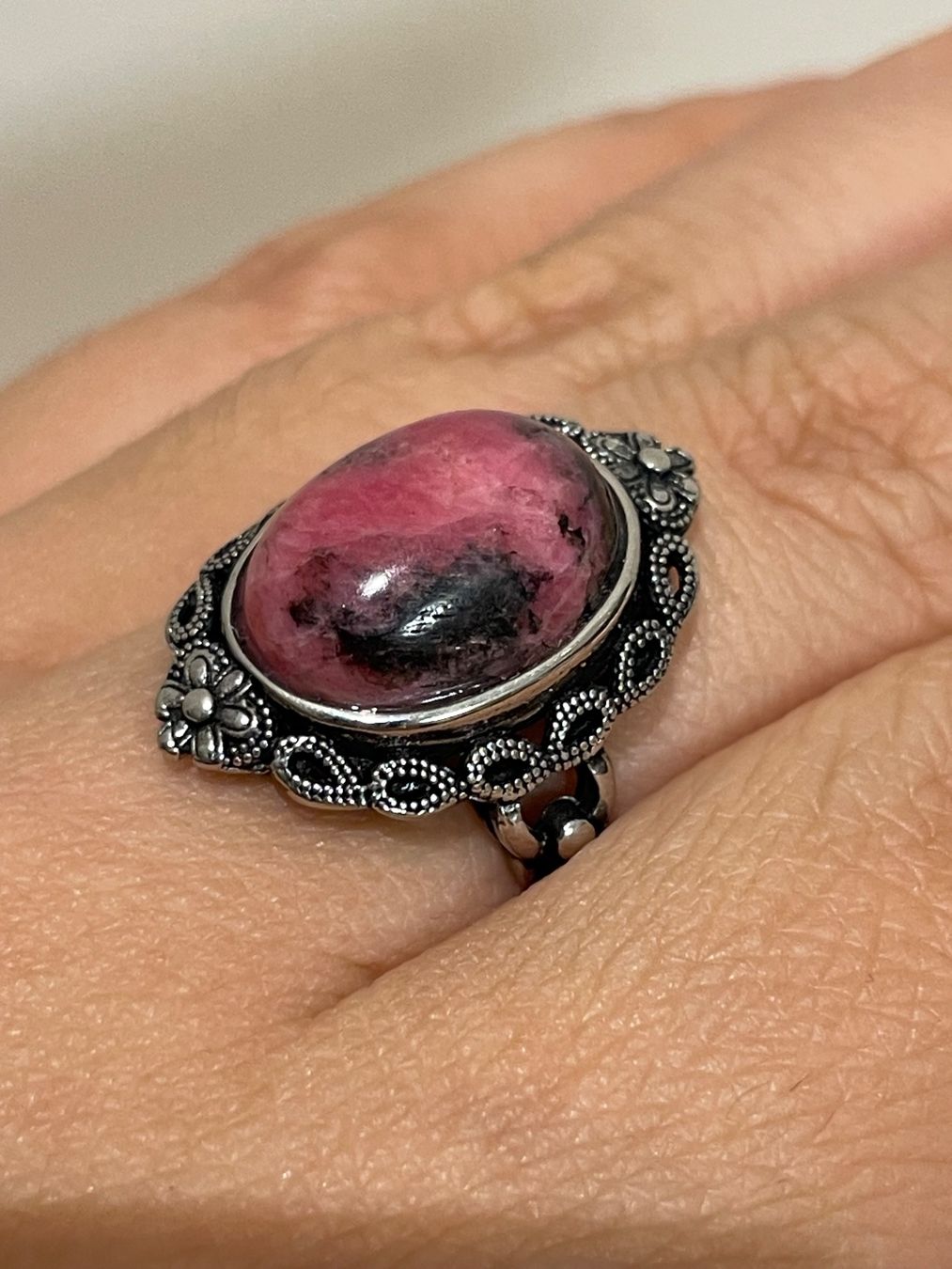 Bagues: Vintage-Ring mit Rhodonit – Neuf avec emballage d'origine à Schiers par sisikristall 1