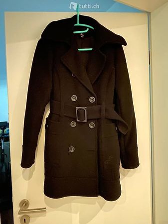 Winter Mantel, schwarz, Grösse 38