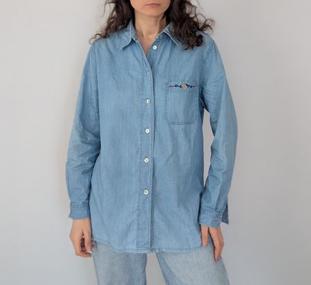 Country Life Jeanshemd Gr. 40 hellblau, 100% Baumwolle