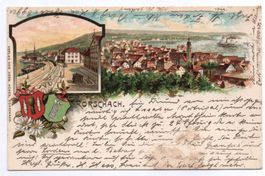 Wappen-Litho RORSCHACH Bahnhofplatz 1898