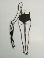 Wanddeko Badezimmertürschild Metall Frau Silhouette Schwarz