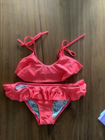 Sommer Bikini Gr. 36 Coral Rüschen Neckholder Badeanzug