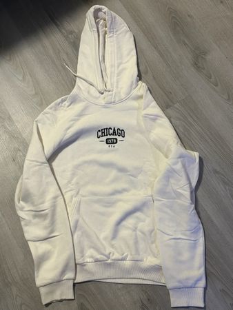 Pier One Hoodie, Weiss, Chicago-Print, Grösse M